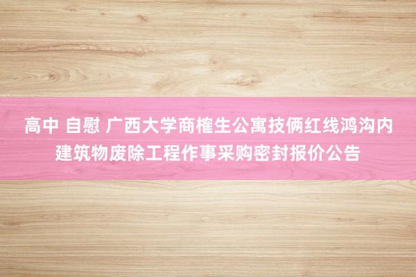 高中 自慰 广西大学商榷生公寓技俩红线鸿沟内建筑物废除工程作事采购密封报价公告