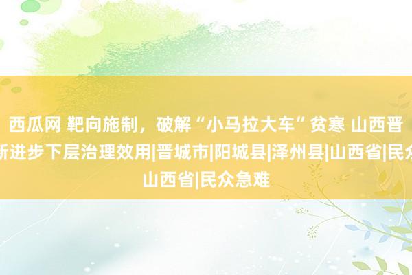 西瓜网 靶向施制，破解“小马拉大车”贫寒 山西晋城鼎新进步下层治理效用|晋城市|阳城县|泽州县|山西省|民众急难