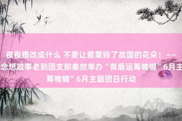 夜夜撸改成什么 不要让罂粟毁了故国的花朵！——我院18级念念想政事老到团支部奏效举办“青盾运筹帷幄”6月主题团日行动